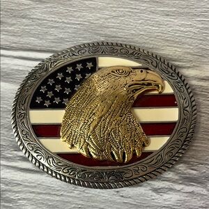 American Flag Eagle Belt Buckle - Gold, Red, White, Blue Unisex